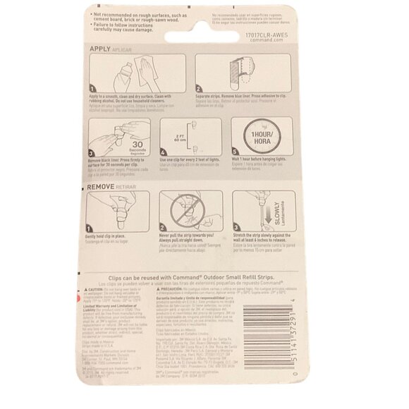 3M Command Outdoor Light Clips With 20 Strips Damage-Free Hanging Clear NEW - Picture 4 of 7